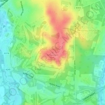 Topografische Karte St George's Hill, Höhe, Relief