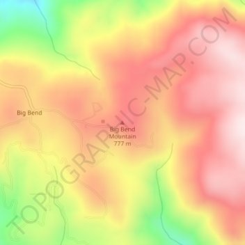 Topografische Karte Big Bend Mountain, Höhe, Relief