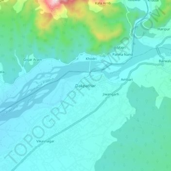 Topografische Karte Dakpathar, Höhe, Relief