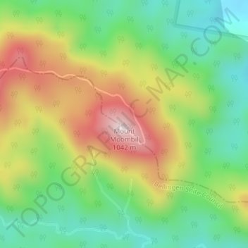 Topografische Karte Mount Moombil, Höhe, Relief