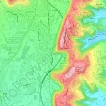 Topografische Karte Pianeta, Höhe, Relief