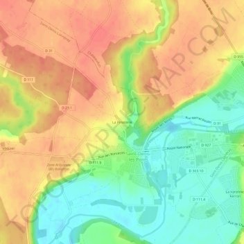 Topografische Karte La Pinoterie, Höhe, Relief