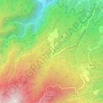 Topografische Karte Queimadas, Höhe, Relief