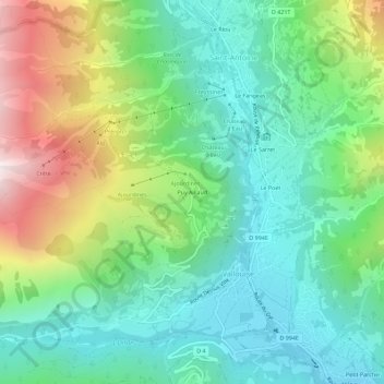 Topografische Karte Puy Aillaud, Höhe, Relief
