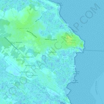 Topografische Karte Montravail, Höhe, Relief