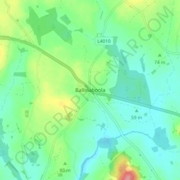 Topografische Karte Ballinaboola, Höhe, Relief