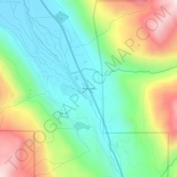 Topografische Karte Portland, Höhe, Relief