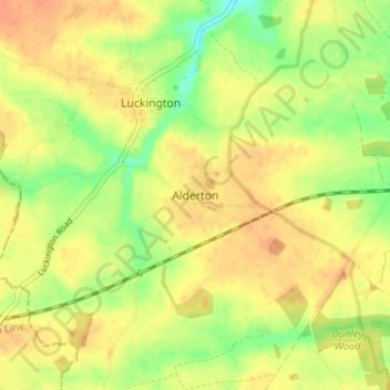 Topografische Karte Alderton, Höhe, Relief