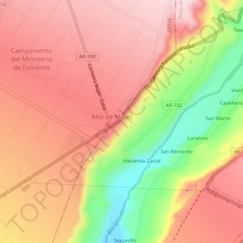 Topografische Karte El Alto, Höhe, Relief