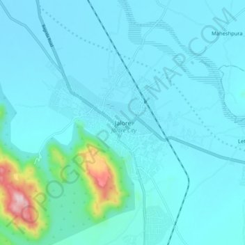 Topografische Karte Jalore, Höhe, Relief