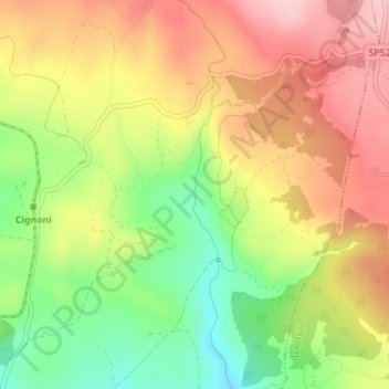 Topografische Karte Funtana Is Arinus, Höhe, Relief