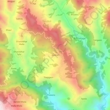 Topografische Karte Androli, Höhe, Relief