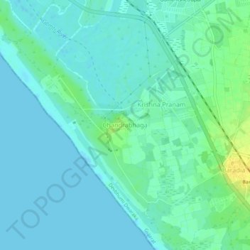 Topografische Karte Chandrabhaga, Höhe, Relief