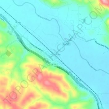 Topografische Karte Geyserville, Höhe, Relief