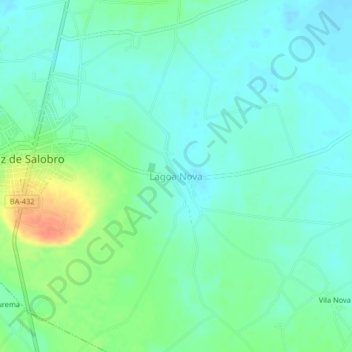 Topografische Karte Lagoa Nova, Höhe, Relief