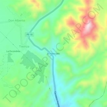 Topografische Karte El Ahorcado, Höhe, Relief