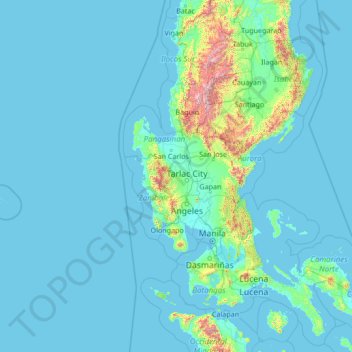 Topografische Karte Tarlac, Höhe, Relief