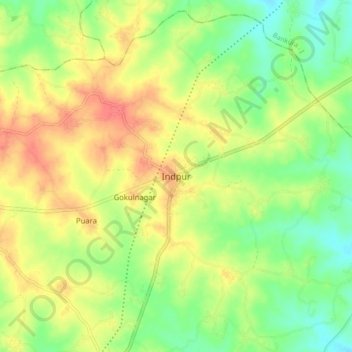 Topografische Karte Indpur, Höhe, Relief