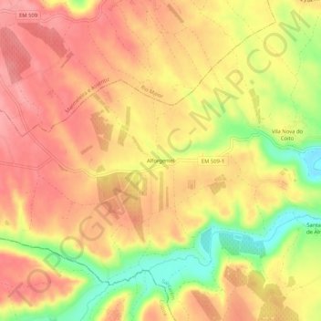 Topografische Karte Alforgemel, Höhe, Relief