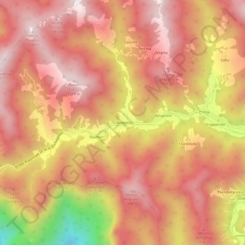 Topografische Karte Calzagatta, Höhe, Relief