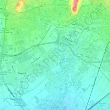 Topografische Karte Curnasco, Höhe, Relief