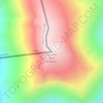 Topografische Karte Cerro El Toro, Höhe, Relief