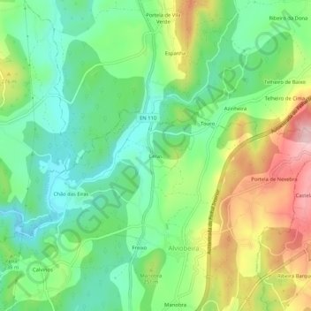 Topografische Karte Ceras, Höhe, Relief