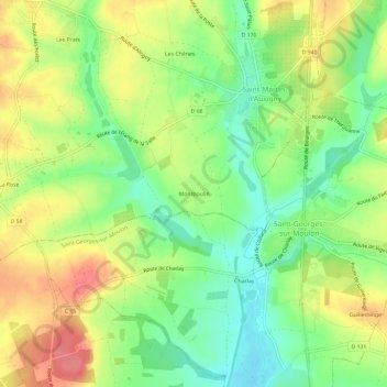 Topografische Karte Montboulin, Höhe, Relief