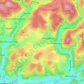 Topografische Karte Bernberg, Höhe, Relief
