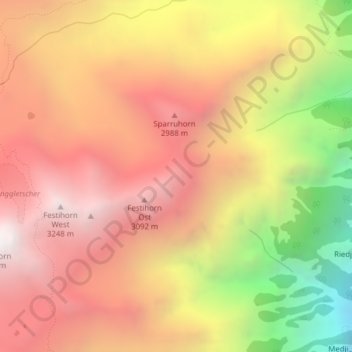 Topografische Karte P3014, Höhe, Relief