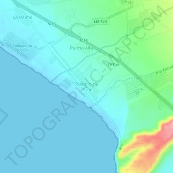 Topografische Karte Rosario de Asia, Höhe, Relief
