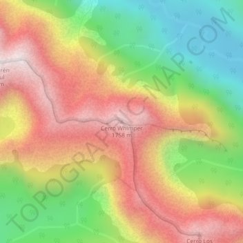 Topografische Karte Cerro Whimper, Höhe, Relief