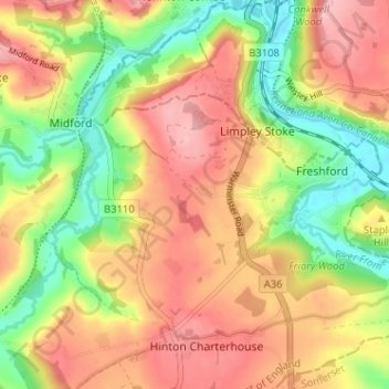 Topografische Karte Pipehouse, Höhe, Relief