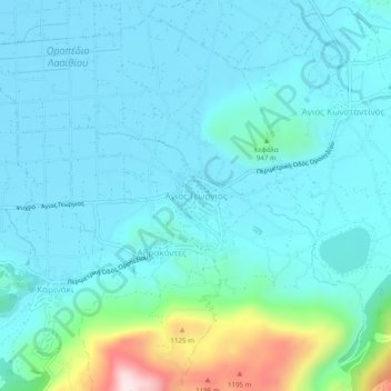 Topografische Karte Agios Georgios, Höhe, Relief