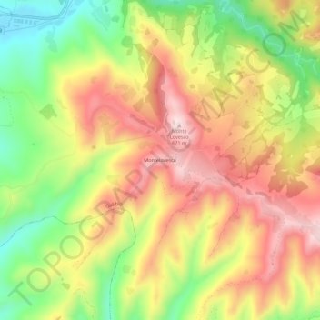Topografische Karte Montelovesco, Höhe, Relief