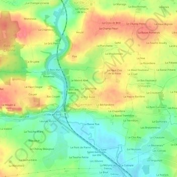 Topografische Karte La Touchette, Höhe, Relief