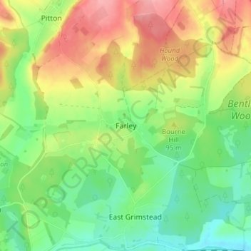 Topografische Karte Farley, Höhe, Relief