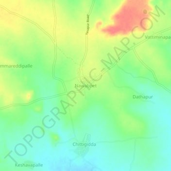 Topografische Karte Nawabpet, Höhe, Relief