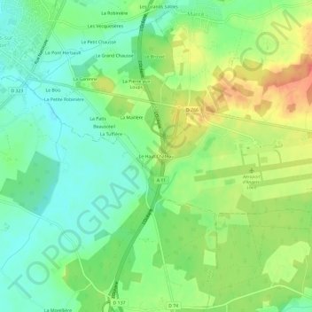 Topografische Karte Le Haut Château, Höhe, Relief