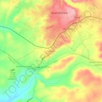 Topografische Karte Favarella, Höhe, Relief