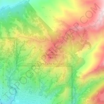 Topografische Karte Twin Peaks, Höhe, Relief