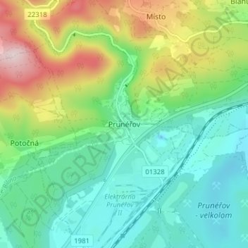 Topografische Karte Brunnersdorf, Höhe, Relief