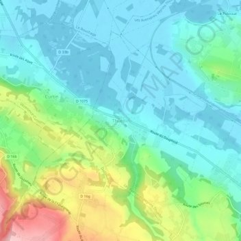 Topografische Karte Thuellin, Höhe, Relief