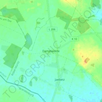 Topografische Karte Dammwolde, Höhe, Relief