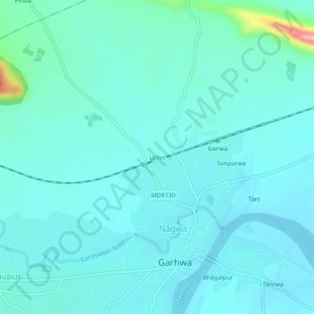 Topografische Karte Uchri, Höhe, Relief