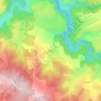 Topografische Karte Ligeac, Höhe, Relief
