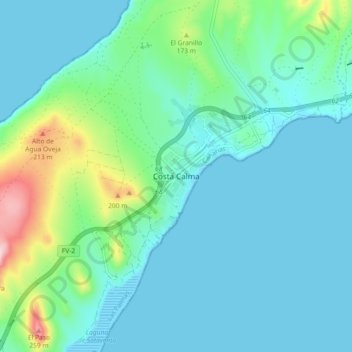 Topografische Karte Costa Calma, Höhe, Relief