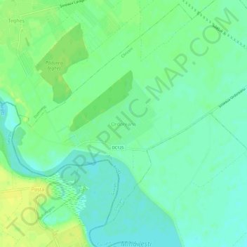 Topografische Karte Ordoreanu, Höhe, Relief