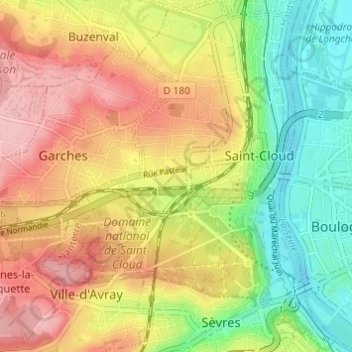 Topografische Karte Résidence Boucles de Seine, Höhe, Relief