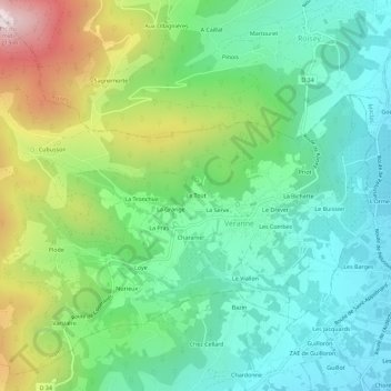 Topografische Karte Le Tout, Höhe, Relief